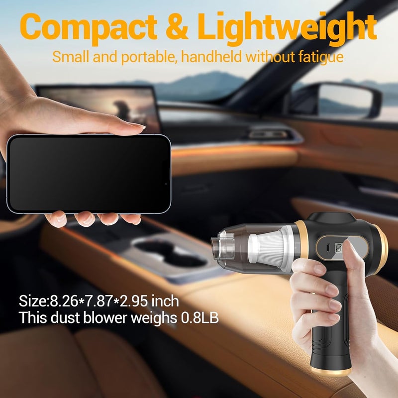 Scstartx Portable Car Vacuum Cordless Mini Handheld Vacuums Cleaner Rechargeable with LCD Display and Multi-Nozzles, High Power Hand held Cleaners for Car, Home, Office, Sofa, Pet Hair,Keyboard - Image 3